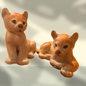 Vintage Collectable Lomonosov Porcelain Lion Cubs from Russia.